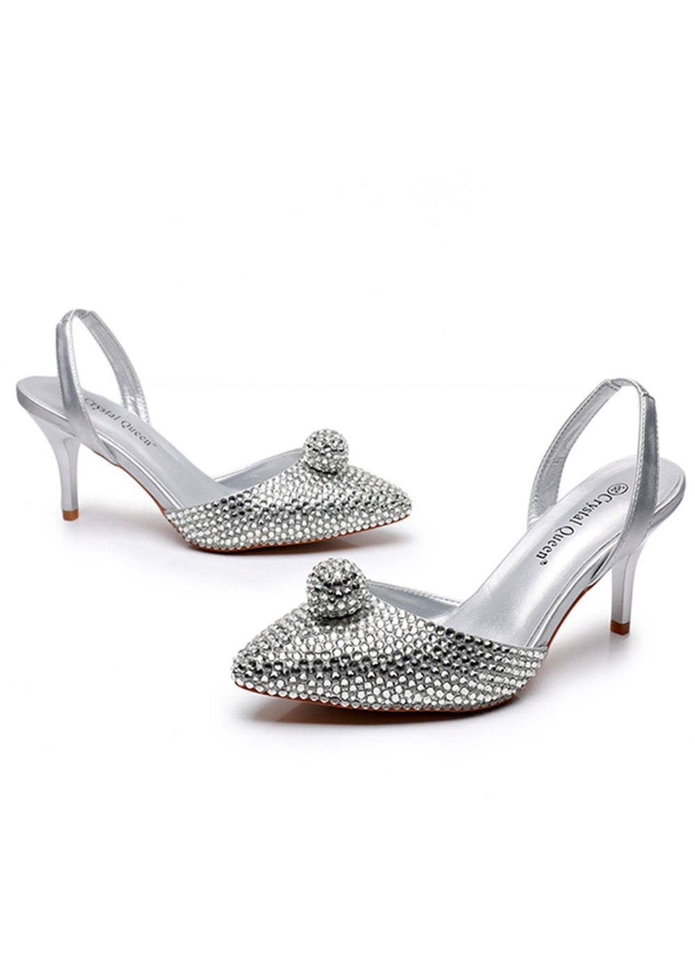 7 cm Rhinestone Pointed Stiletto Sandals