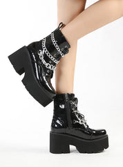 Round-headed Thick-soled Chain Booties