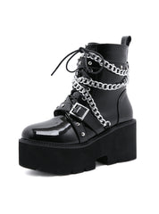 Thick Sponge Cake Metal Chain Women's Boots