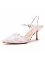 Shallow Pointed Thin Heel Hollow Mesh Sandals