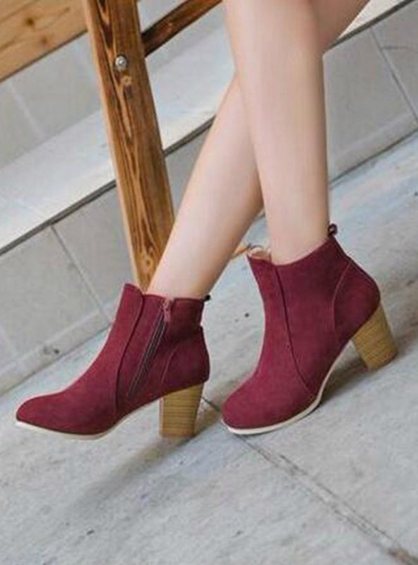 Short Cylinder Boots With High Heels Boots