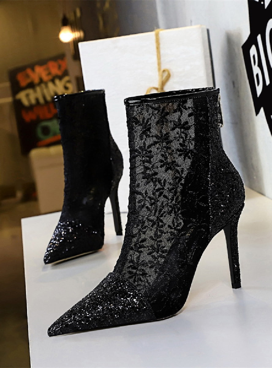 Transparent Mesh Hollow Lace Booties