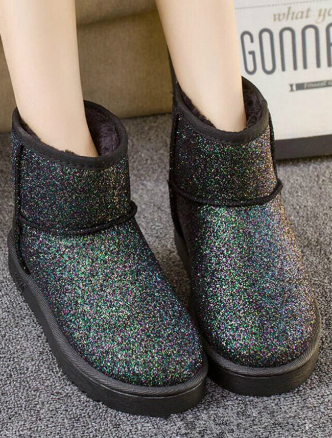 Winter Snow Boots Sequins Classic Women Short Boots