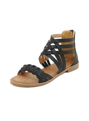 Retro-woven Roman Dlat-bottom Sandals