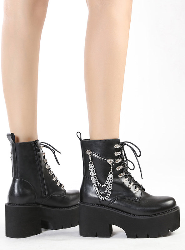 Thick-soled Chain Martin Middle Boots