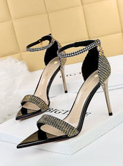 Metal Ultra-high Heel Pointed Open Toe Sandals