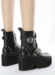 Thick-soled Square Metal Short Boots