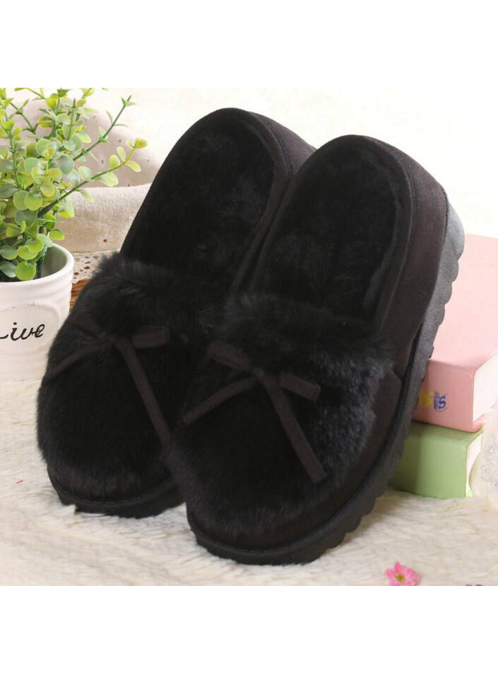 Ballet Flats Lovely Bow Warm Fur Cotton Shoes