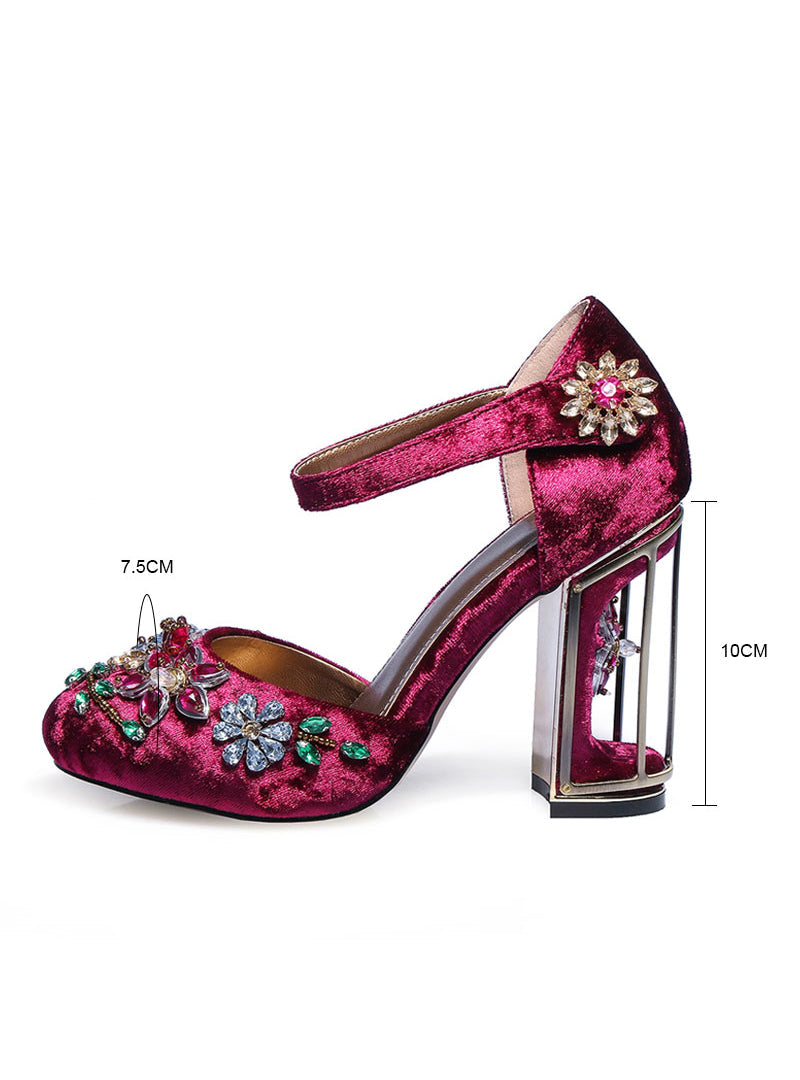 Floral Pumps Cutouts Bird Cage High Heel Crystal