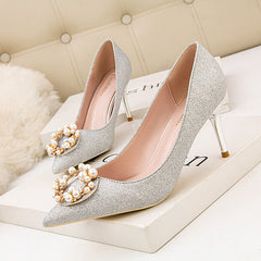 Pointed Pearls Stiletto Heels Shoes