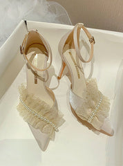 Pearl Lace Pearls High Heels