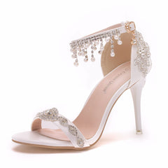 Beaded Tassel High-heeled Sandals