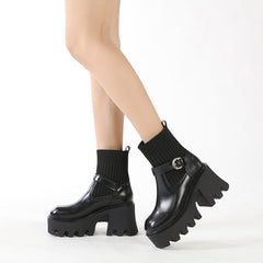 Socks Waterproof Platform High Hheel Thick Bottom Boots