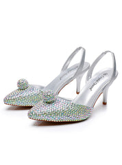 7 cm Rhinestone Pointed Stiletto Sandals