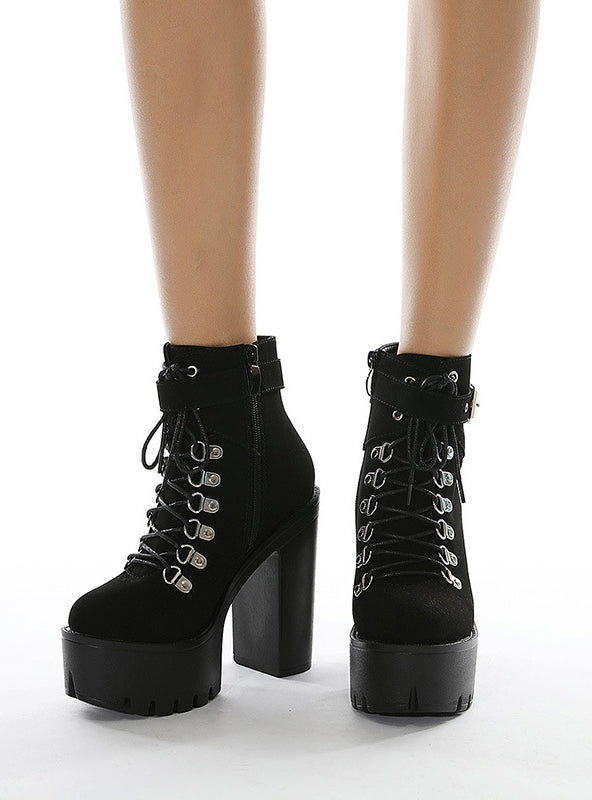 Belt Buckle Platform Shoes Boots