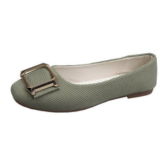 Square Buckle Shallow Flat Shoes