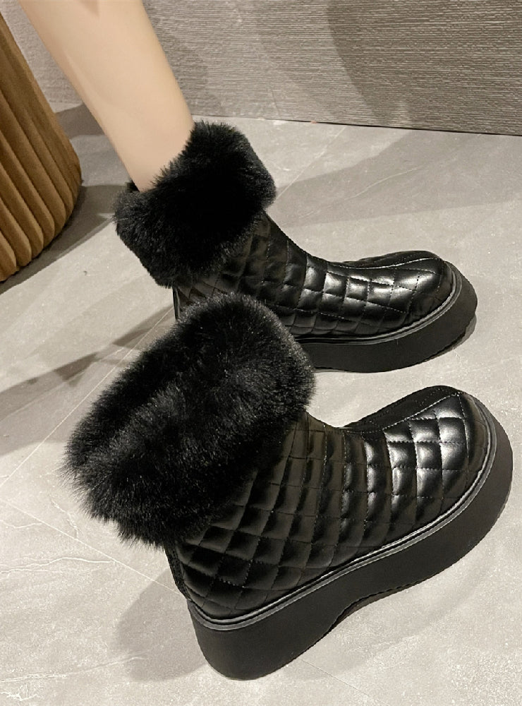 Women's Round Head Back Zipper Boots