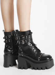 Metal Buttons Bottom Cake Short Boots