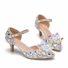 5cm Rhinestone Stiletto Pointed Sandals