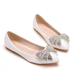 Women's Rhinestone Bow Square Toe Shoes