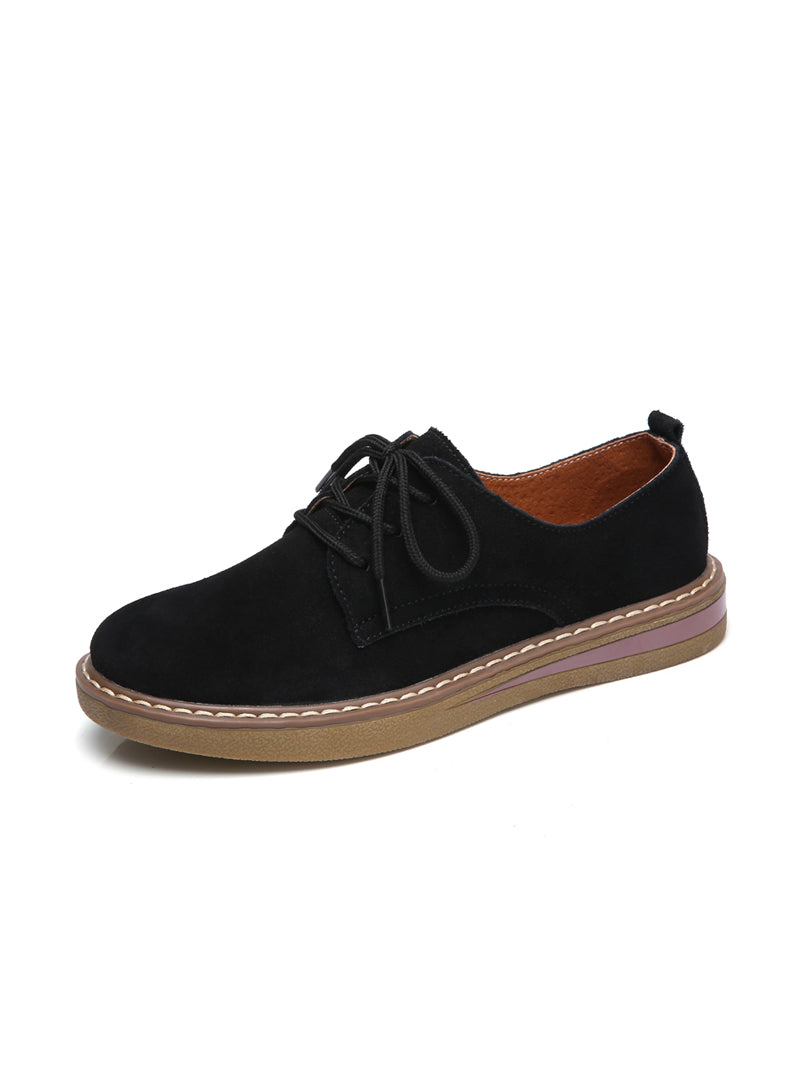 Sneakers Oxford Flats Shoes Leather Suede Lace Up