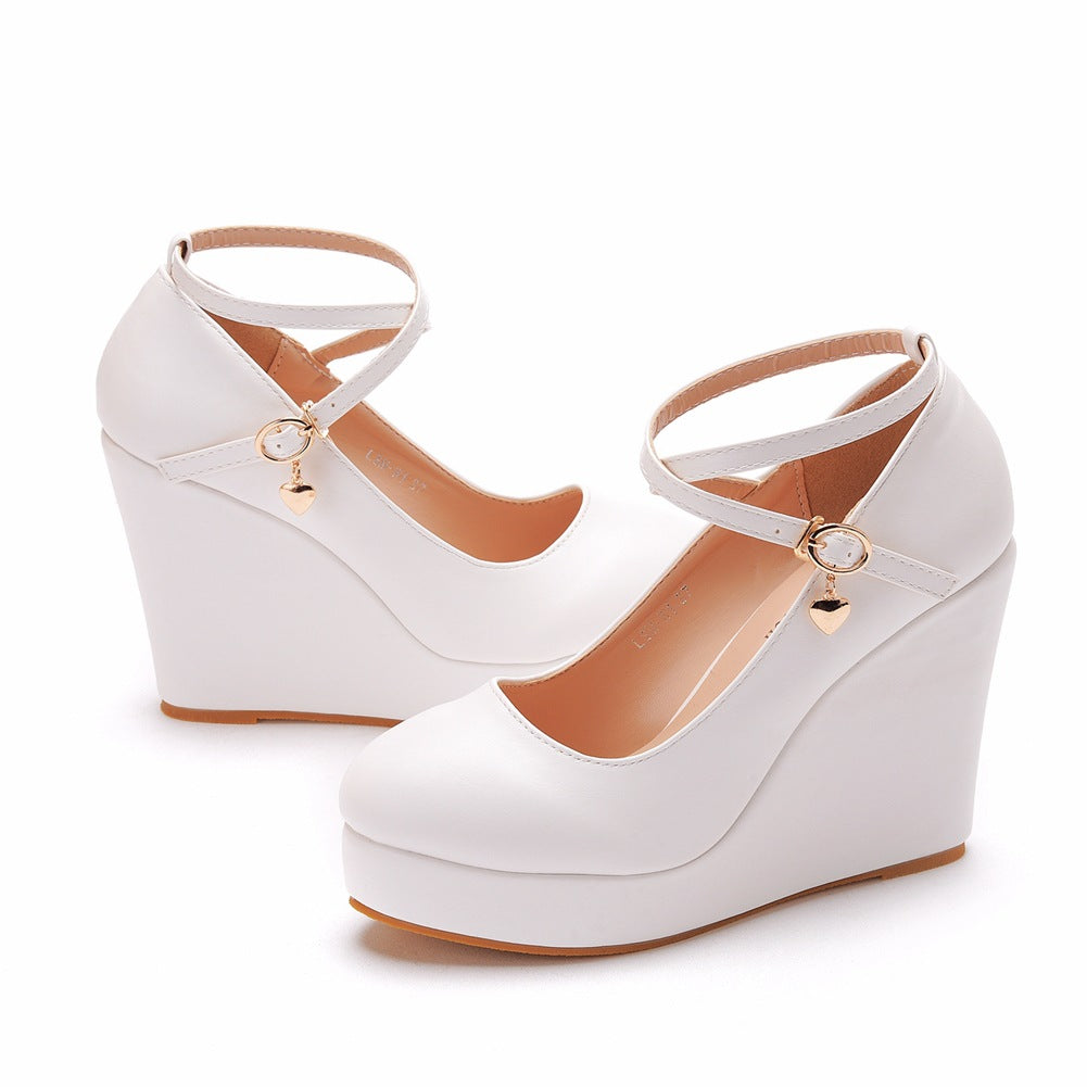 Wedge Waterproof Platform Wedge Cross Belt Shoes