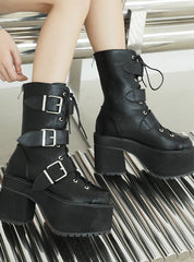 Belt Buckle Thick Heel Thick Side Zipper Martin Boots