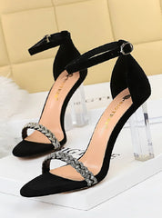 Transparent Rhinestone Ultra-high Heels Sandals