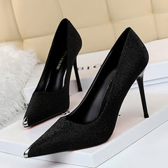 Shallow Metal Pointed High Heels