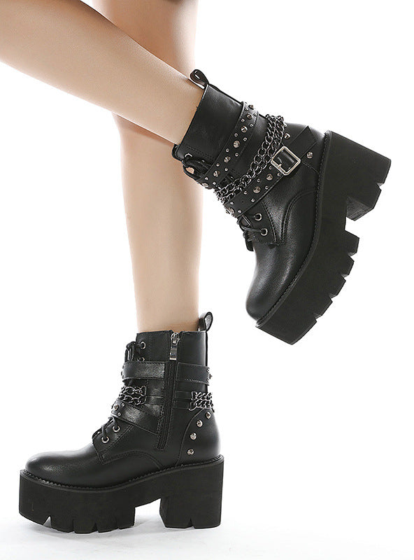 Nail Chain Thick-soled Martin Boots