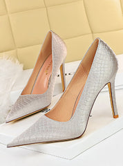 Fish Scale Shallow Pointed High Heels