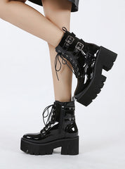 Round-headed Belt Buckle Platform Martin Boots