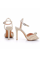 10cm Fishmouth Pearl High-heeled Sandals