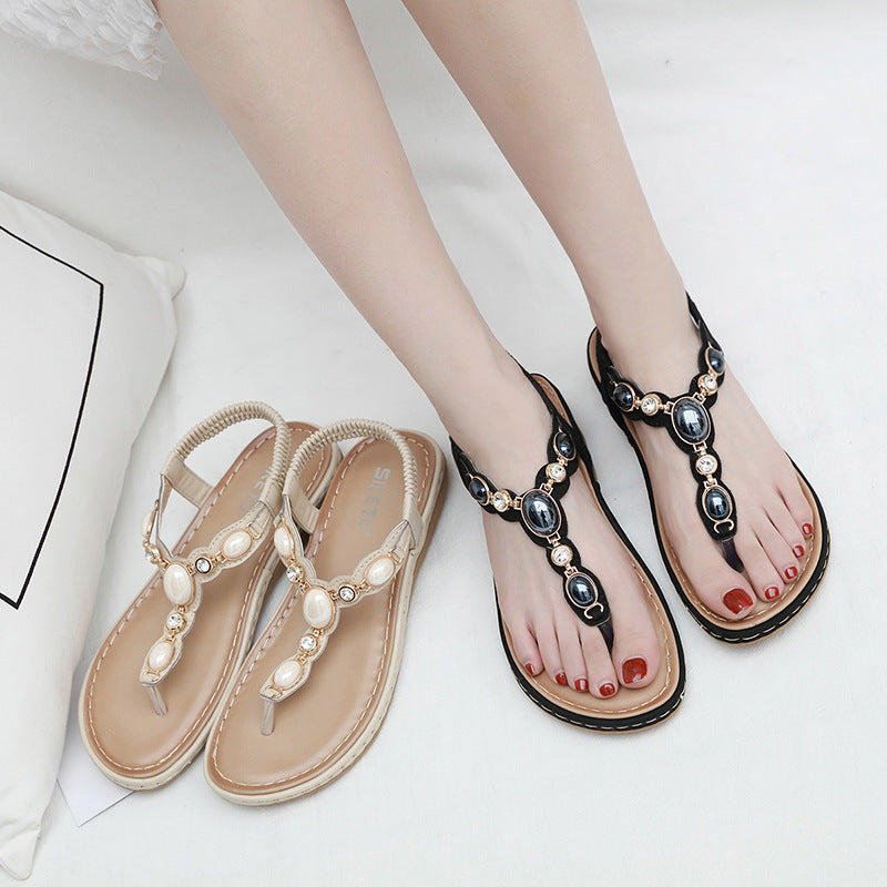 Women's Metal Buckle Rhinestone Sandals