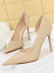 Shallow-pointed Snake-shaped High Heels