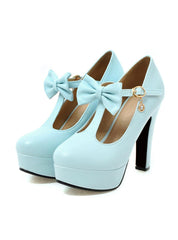 High Heel Shoes Brand Bowtie Round Toe Heeled Pumps