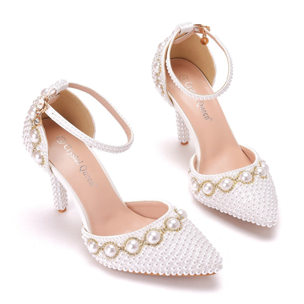 Beaded Bracelet Rhinestone Sandals Wedding Shoes