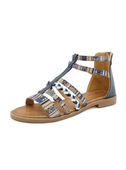 Ethnic Colorful Stitching Roman Flat Sandals