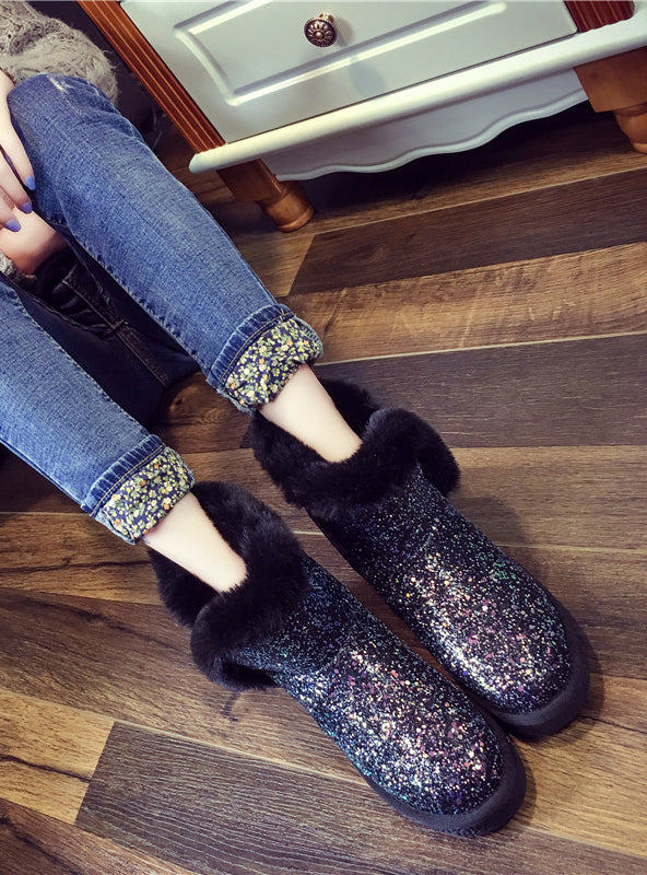 Fur Soft Flat Heels Cotton Padded Warm Winter Shoes