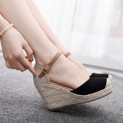 Woven High-heeled Hemp Rope Straw Mat Sandals