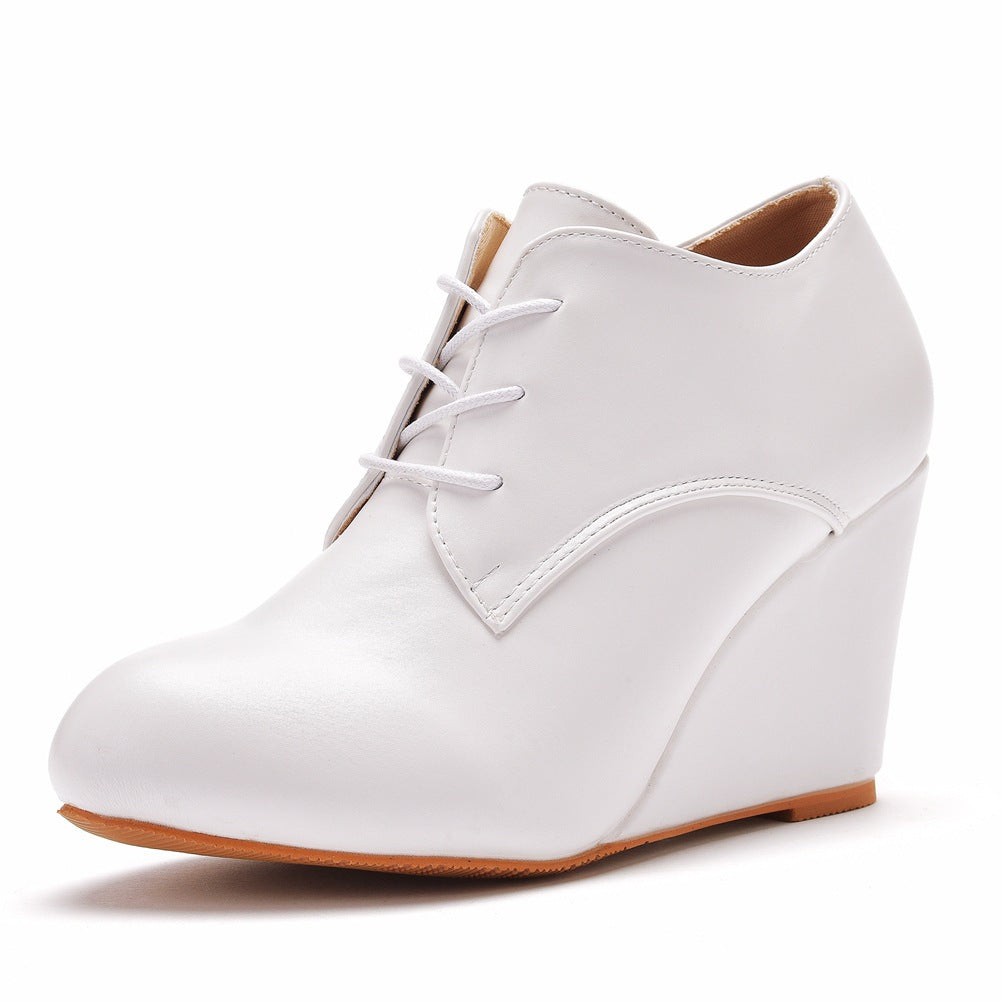White Heeled Lace-up Heeled Boots