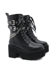 Women's Chain Martin Boots With Thick Sole Rivet