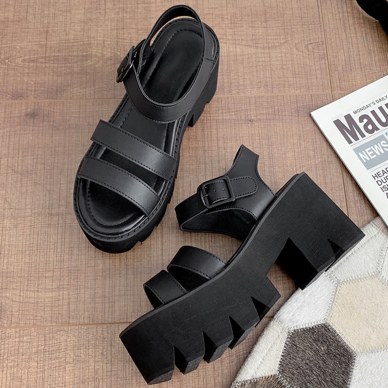 High-heeled Thick-heeled Buckle Sandals