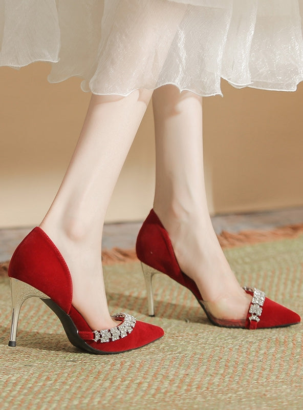 Pointed Shallow Mouth Thin Heels Wedding Shoes