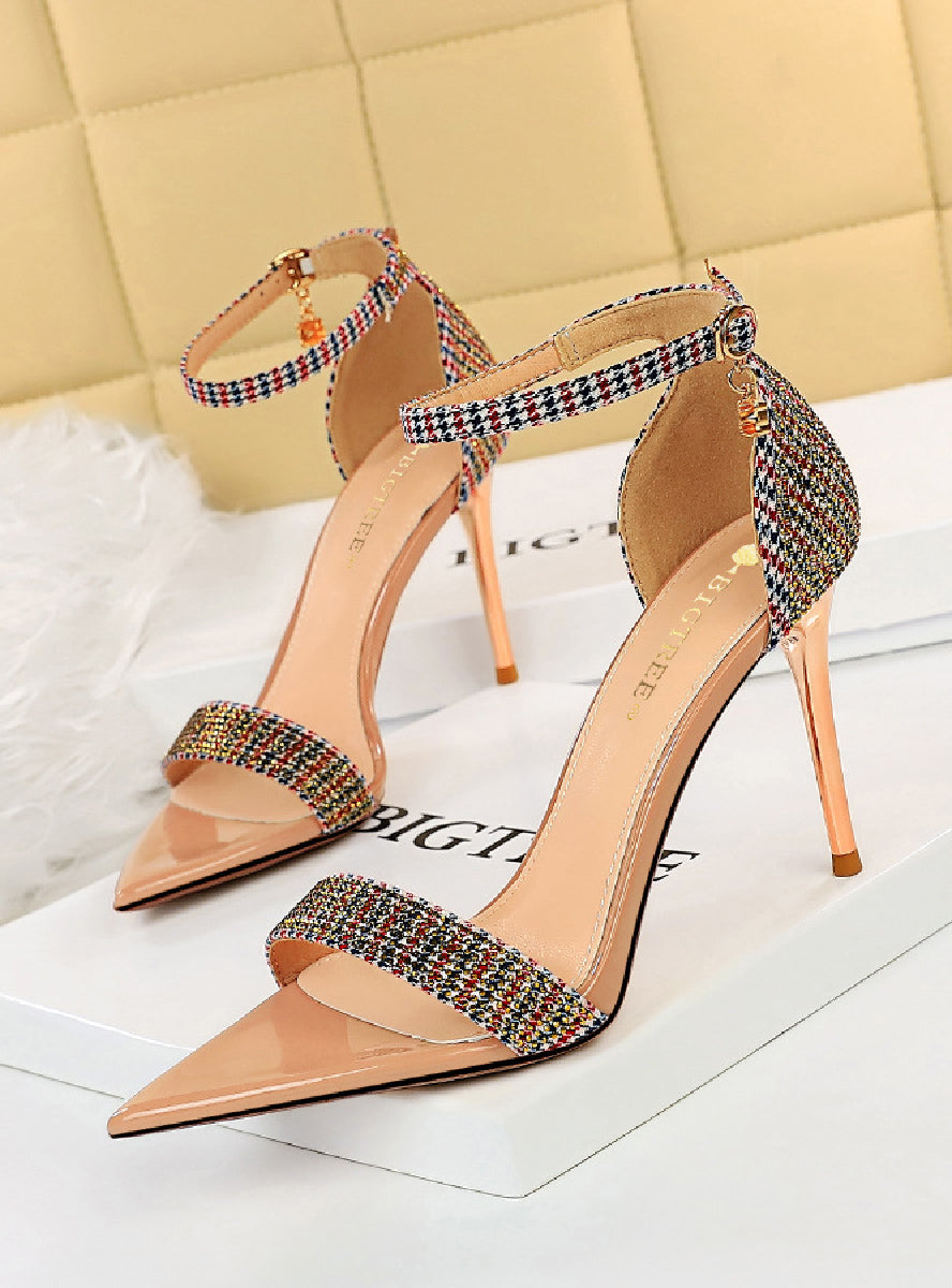 Metal Ultra-high Heel Pointed Open Toe Sandals