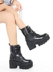 Pearl Martin Metal Chain Side Zipper Women's Boots