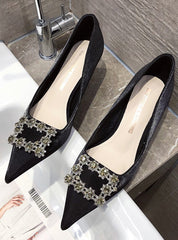 Pointed Stiletto Heels Beads Shoes