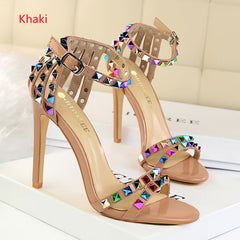 Hollow Colored Rivet Sandals