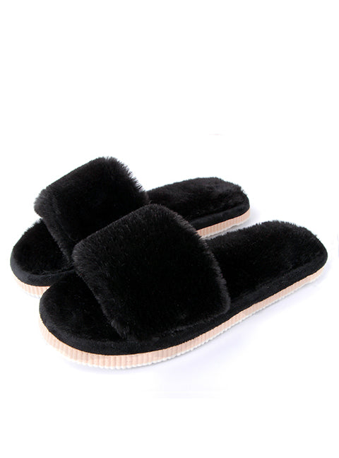 Womens Fur Slippers Winter Shoes Big Size Home Slippers Plush