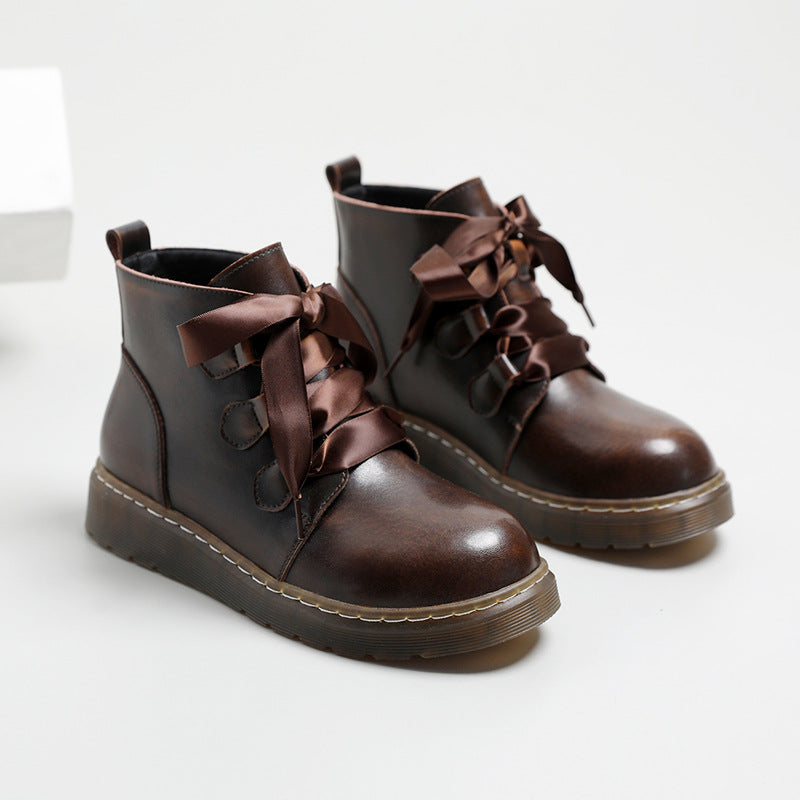 Women Leather Shoes British Style Boots